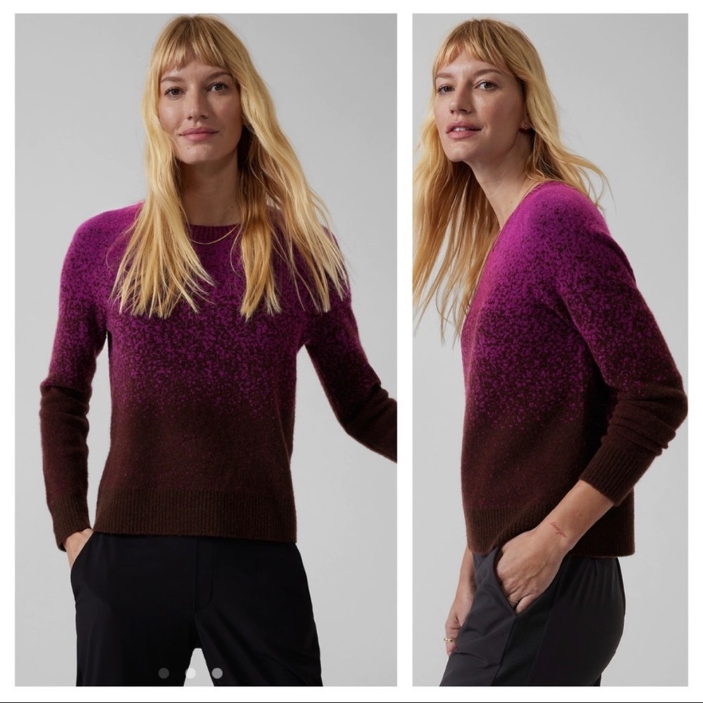 NWT Athleta Wool Blend Hawthorn Textured Jacquard Crew Sweater Size Small